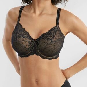 CHANTELLE gray Rive Gauche lace floral full coverage underwire unlined bra 40DDD